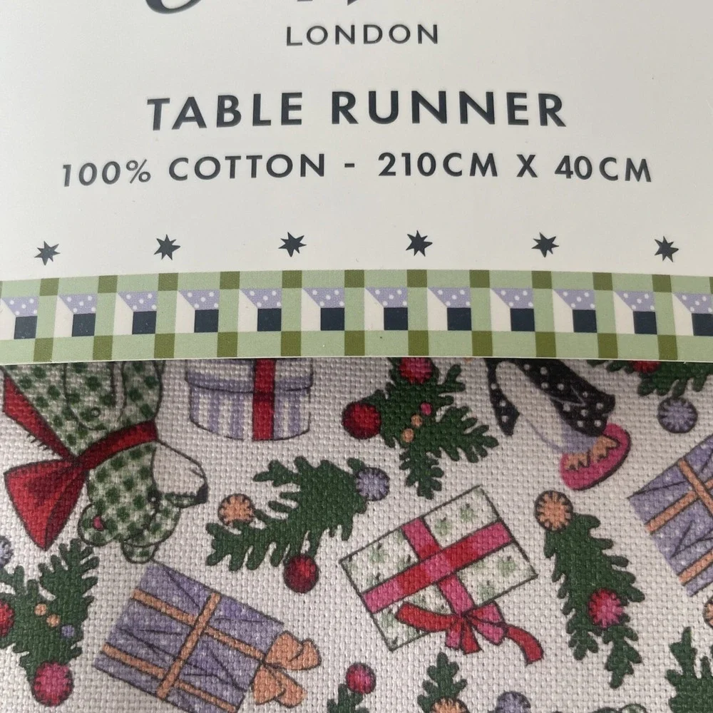 Cath Kidston CK Christmas Ditsy Fabric Whimsical Christmas Table Runner‎ NEW